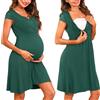 Nieery Camicie Notte Premaman Cotone Parto Ospedale Maniche Corte in Pizzo Camicia da Nottes Allattamento con Bottoni Scollo a V