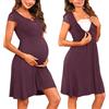 Nieery Camicie Notte Premaman Cotone Parto Ospedale Maniche Corte in Pizzo Camicia da Nottes Allattamento con Bottoni Scollo a V