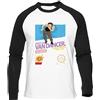 Newtee Jean Claude Van Dancer T-Shirt Bianca da Baseball Unisex Nera Manica Lunga