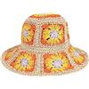 Voilipex Cappello da sole da donna in paglia all'uncinetto, pieghevole, a tesa larga