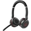 Jabra Evolve 75 MS - Cuffie stereo stereo con fascia binaurale, colore nero, rosso, 30 m, 20-20000 Hz