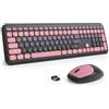 SbocKeeb Ttastiera e Mouse Senza Fili, Tastiera Silenziosa e Mouse Wireless, Full Size, Sottile Tastierino Numerico 2.4GHz, Americana QWERTY per laptop, desktop, MacBook, PC (Pink Plum)