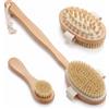 Fyearfly 3 PCS Set spazzole corpo con spazzola asciutta | Spa Kit in setole naturali - Scrubber schiena con manico lungo, massaggiatore ed esfoliante, ideali per cellulite