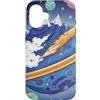 Kidcore Cartoon Style Solar System Gifts Custodia per iPhone 16 Blue Cosmic Planet Rocket Planets, graziosa opera d'arte spaziale retrò