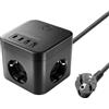 Mars Gaming MD-CUBE35, Powercube Multifunzionale Compatto, 3 Spine SCHUKO + 2 USB-C + 2 USB-A, Ricarica Rapida PD 35W, Tecnologia GaN, Cavo 1.8m, Pulsante ON/OFF e Indicatore LED, 9 Protezioni, Nero