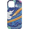 Kidcore Cartoon Style Solar System Gifts Custodia per iPhone 14 Blue Cosmic Planet Rocket Planets, graziosa opera d'arte spaziale retrò