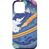 Kidcore Cartoon Style Solar System Gifts Custodia per iPhone 12 Pro Max Blue Cosmic Planet Rocket Planets, graziosa opera d'arte spaziale retrò