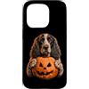 Halloween Pumpkin ESS Dog Owner Gifts Custodia per iPhone 15 Pro Springer Spaniel Inglese Halloween Cane Jack O Lanterna Faccia