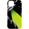 Extraterrestrial Flying Saucer Gifts Custodia per iPhone 14 Plus Nero UFO Verde Alien Beam Foresta Night Art