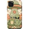 Extraterrestrial Flying Saucer Hippie Gi Custodia per iPhone 11 Pro Max Groovy Retro Frog Alien Buddy Carino UFO Alieno Rapimento