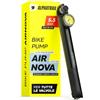 Alphatrail AirNova mini pompa per bici con manometro, 80 PSI / 5,5 bar | Testa Clever-Twin-Valve per Presta, Schrader/auto e Dunlop | Impugnatura a T anti-schiacciamento, supporto per telaio