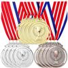 Seutmrou 12 medaglie in metallo, oro, argento, bronzo, medaglie vincitori, medaglie per bambini, con collari, per la scuola, i vincitori