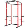 Garvee Power Cage/Power Rack per Home Gym in Acciaio al Carbonio - Portata 1100 lb - Squat Rack con Barra Trazioni - Dip Bars - J-Hooks e Barre di Sicurezza Regolabili - Colore: Nero/Rosso