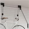 Drillkyn Sollevatore per bicicletta da soffitto in acciaio, portata 57 kg, con freno di sicurezza e corde in nylon, per cantina e garage, compatibile con biciclette, e-bike, scale, kayak, salvaspazio