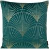 Eurofirany Elegante federa per cuscino in velluto con stampa, 45 x 45 cm, morbida federa per cuscino da divano, motivo a ventaglio, turchese scuro