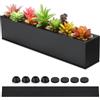 FillTouch - Fioriera rettangolare lunga per davanzale della finestra, per interni, grande, moderna, in acciaio con fori di drenaggio, per erbe aromatiche, giardino e casa (40,9 x 8,1 x 8,9 cm, nero)