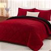downluxe Set di biancheria da letto California King, in piuma d'oca leggera, reversibile, 3 pezzi, con 2 federe reversibili (rosso/nero)
