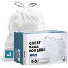 Plasticplace Custom Fit Trash Bags Compatible with Simplehuman Code J 50 Count White Drawstring Garbage Liners 10-10.5 Gallon 21"x28" Tear-Resistant LLDPE Bags for Kitchen Bathroom & Office