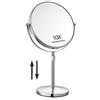HOMEMIRO Specchio da tavolo con ingrandimento da tavolo da 43,2 cm, regolabile in altezza, ingrandimento 1X/10X, grande specchio da trucco rotondo da 20,3 cm, girevole a 360°, classico, rotondo, per bagno e