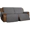 Easy-Going Copridivano reversibile per divano reclinabile, con sedute separate, protezione con cinghie elastiche, per cani, animali domestici (per divano oversize a 2 posti, grigio/grigio chiaro)