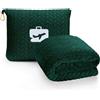 EverSnug Coperta da viaggio di alta qualità, morbida coperta 2 in 1, con federa morbida, custodia per bagaglio a mano e clip per zaino (verde foresta)