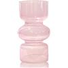 BLOFLO STU BLOFLO Vaso idroponico in vetro trasparente rosa, 17,8 cm, per fiori, tre strati, decorazione geometrica, moderna per casa, ufficio, matrimonio