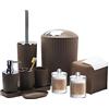 Bthenov Set di accessori da bagno - Set di accessori da bagno marrone da 10 pezzi con cestino, portaspazzolino e tazza, dispenser per sapone, portasapone, portascopino WC, vassoio da toeletta, supporto Qtip