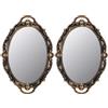Eaoundm Specchio decorativo ovale da parete, 36,8 x 25,4 cm, stile vintage, da appendere (marrone, 2 pezzi)