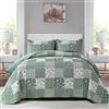 Mybedsoul Set di biancheria da letto matrimoniale bohémien, 3 pezzi, reversibile, morbido, motivo floreale, con 2 federe, verde salvia, per letto matrimoniale, 228,6 x 243,8 cm