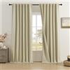 DUALIFE 2 tende oscuranti extra lunghe in lino da 3,4 m di lunghezza, per soffitto alto, per soggiorno, con tasca posteriore con linguetta posteriore, tende lunghe per finestre a 2 piani, 127 x 332 cm
