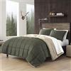 Eddie Bauer Biancheria da letto reversibile Sherpa con federe abbinate, decorazione accogliente e calda, in pile di poliestere, verde Sherwood, Queen