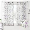 Tollpiz Tende trasparenti con stampa floreale e fiori di ciliegio, per soggiorno, con tasca per asta, in voile, effetto lino, corte, per camera da letto, 137 x 114 cm, set di 2 pannelli
