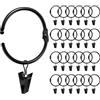 Ginbel Direct Clip per tenda in metallo per finestra, doccia, camera da letto, tende apribili, anelli neri (5,1 cm, confezione da 24)