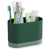 JDOTL Portaspazzolino verde per bagni, in plastica, per bambini, con drenaggio e vassoio antigoccia, grazioso supporto per dentifricio da doccia, organizer per montaggio a parete e accessori per piano di