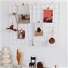 FRIADE Pannello a griglia da parete per esposizione di foto, organizer da parete, 5 clip in metallo, 3 ganci a S, 4 chiodi, 4 fibbie in plastica da appendere e 4 viti, dimensioni 44,5 x 30 cm, set da