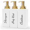 Akalin Flaconi ricaricabili per shampoo e balsamo, dispenser di sapone bianco e oro da 470 ml, dispenser per shampoo e balsamo, per lozioni da bagno, bagnoschiuma, oli da massaggio (bianco)