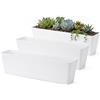 GREANER Fioriere per finestre, 3 pezzi, 40,6 x 9,6 cm, grandi fioriere per erbe aromatiche con vassoio, per interni, piante grasse, cactus, verdure, in plastica, rettangolari, per balcone, ufficio,