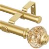 USFOOK - Bastone doppio per tende da 2,5 cm, da 3 a 1,8 m, per finestre, telescopico, con terminali traslucidi di lusso