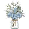 VIERENA Fiori finti con vaso, rose artificiali in seta in vaso, piante finte di eucalipto per casa, ufficio, fattoria, bagno, tavolo da pranzo, centrotavola, decorazione per tavolino da caffè (blu polvere)