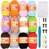 JOYTAG Confezione da 12 gomitoli di filato per principianti, in cotone, per uncinetto, lavori a maglia e principianti, con punti facili da vedere, mini filato per uncinetto, per principianti (12 x 25 g)