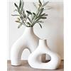 Carrot's Den - Set di 2 vasi in ceramica bianca, stile nordico minimalista, con incavo, centrotavola, per ramo d'olivo, matrimoni, soggiorno, libreria, ufficio, casa moderna, ingresso, console