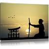 Pixxprint Maestro Samurai Prima di Orizzonte Stampa su Tela 100x70 cm Artistica murale