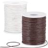 PH PandaHall 183m Filo Cotone Cerato 1mm Cordoncino Cerato Marrone e Bianco | Cordino Cerato per la Creazione di Gioielli Braccialetti Collana Macramè Perline Artigianato Fai Da Te