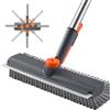 Mitclear Spazzolone per Pavimenti con Manico Lungo(122cm), Spazzola Esterni | 3 in 1 Spazzole a Setole Dure con Tergipavimento per la Pulizia di Piastrelle, Cucina, Bagno, Patio, Garage, Doccia, Fughe
