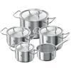 ZWILLING TWIN Classic batteria di pentole 5 pezzi, adatta all'induzione, non rivestita, acciaio inox, argento