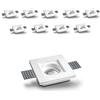 Eurekaled® - 10pz Portafaretto in Gesso CERAMICO da Incasso Quadrato Slim per Controsoffitti