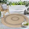Carpetsale24 Tappeto Rotondo da Esterno Impermeabile Cucina Balcone Terrazza Look Naturale Sisal Design Vintage 120 cm rotondo