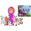 Masha and the Bear Simba - Masha e Orso, Bambola Masha Cm 12, 109301060, + 3 Anni, con 5 Animaletti