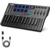 Donner Controller Tastiera MIDI USB-C, Tastiera MIDI Mini Portatile a 25 Tasti con 8 Drum Pad, Display OLED, 16 Scale Smart, Arpeggio, Replay, 4 Software DAW e 40 Corsi Didattici, DMK 25 Pro Nero