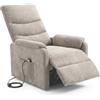 GTR Poltrona Recliner Elettrica 75x88x98h 3 Posizioni Riscaldante Clara Velluto Tortora